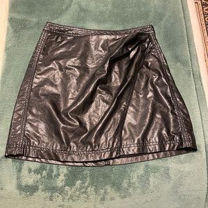 Free People Black Leather Skirt